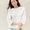 Loeffler Randall Hazel Milk Broderie Collar Blouse -Loeffler Randall HAZEL CTN MILK 030copy