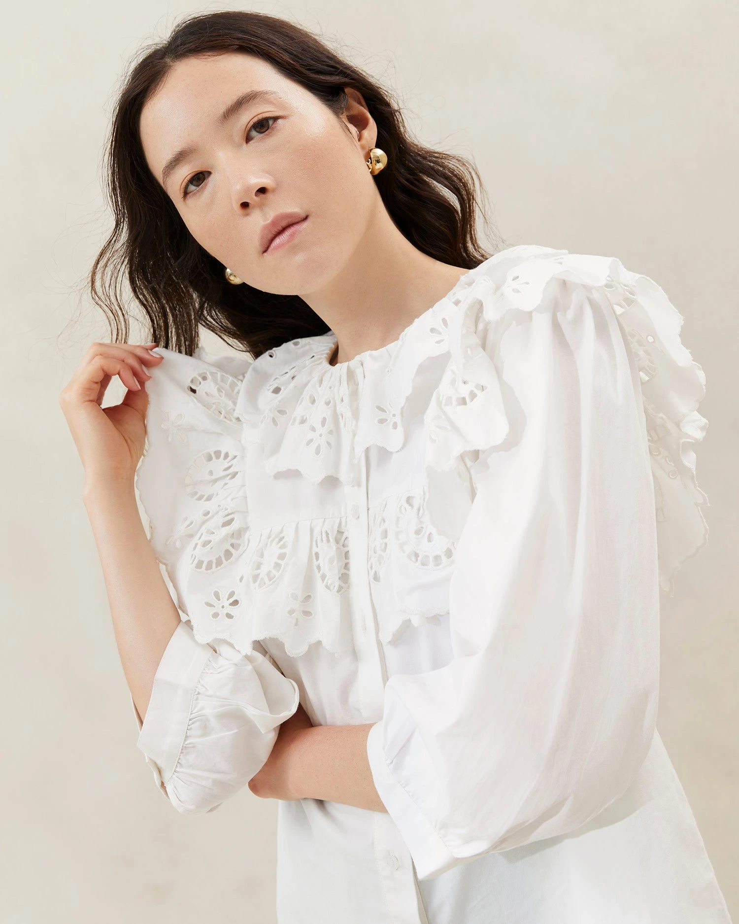 Loeffler Randall Hazel Milk Broderie Collar Blouse 4 Loeffler Randall Hazel Milk Broderie Collar Blouse - Image 2