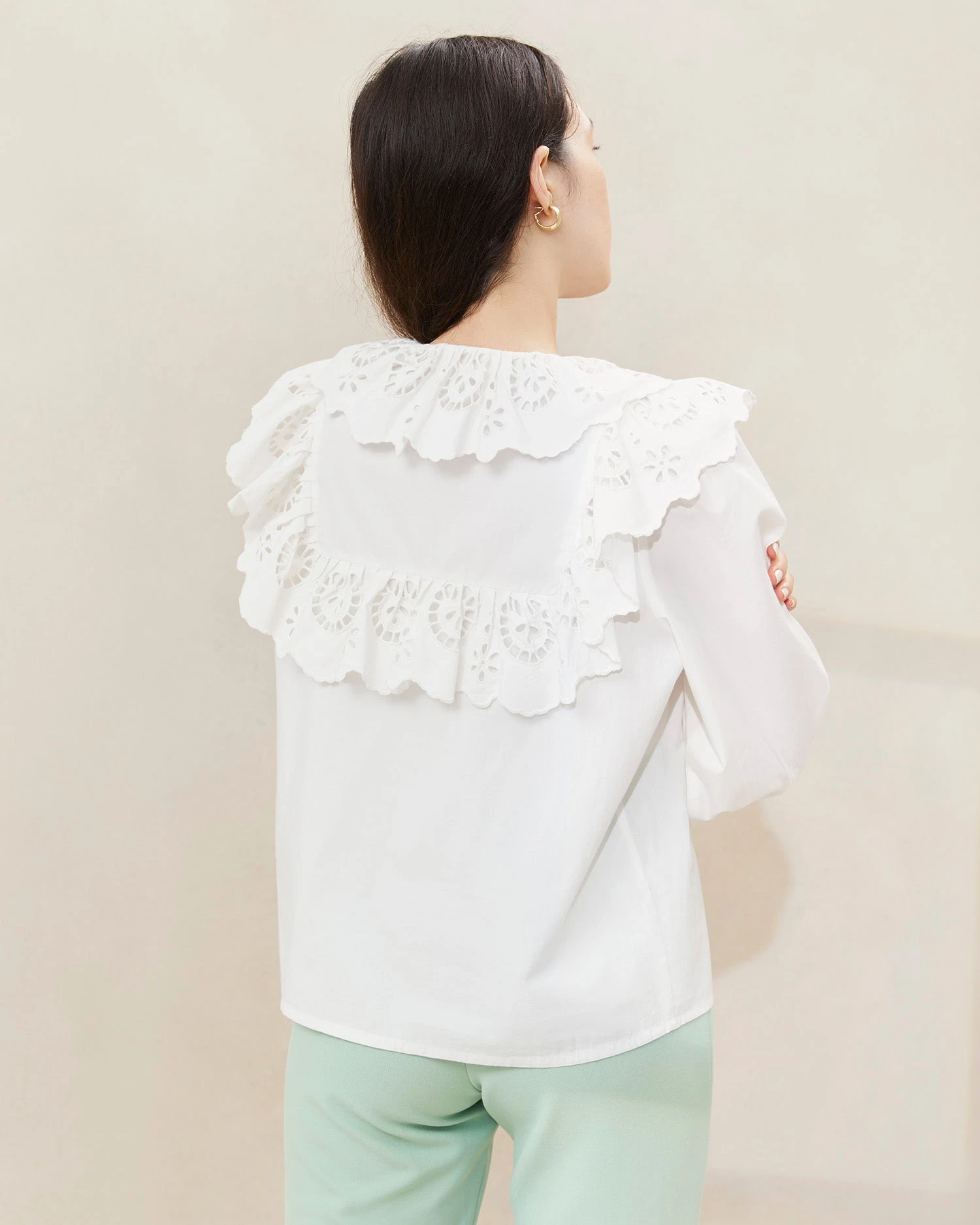 Loeffler Randall Hazel Milk Broderie Collar Blouse 5 Loeffler Randall Hazel Milk Broderie Collar Blouse - Image 3