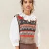 Loeffler Randall Heather Brown Floral Intarsia Vest 2 Loeffler Randall Heather Brown Floral Intarsia Vest -Loeffler Randall HEATHER WOI BRFSI 020copy