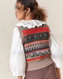 Loeffler Randall Heather Brown Floral Intarsia Vest -Loeffler Randall HEATHER WOI BRFSI 045copy