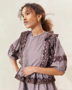 Loeffler Randall Ivee Plaid Heart Broderie Dress 6 Loeffler Randall Ivee Plaid Heart Broderie Dress -Loeffler Randall IVEE CTN BRCRP 049copy