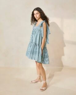 Loeffler Randall Janie Green Gingham Ruffle-Hem Dress