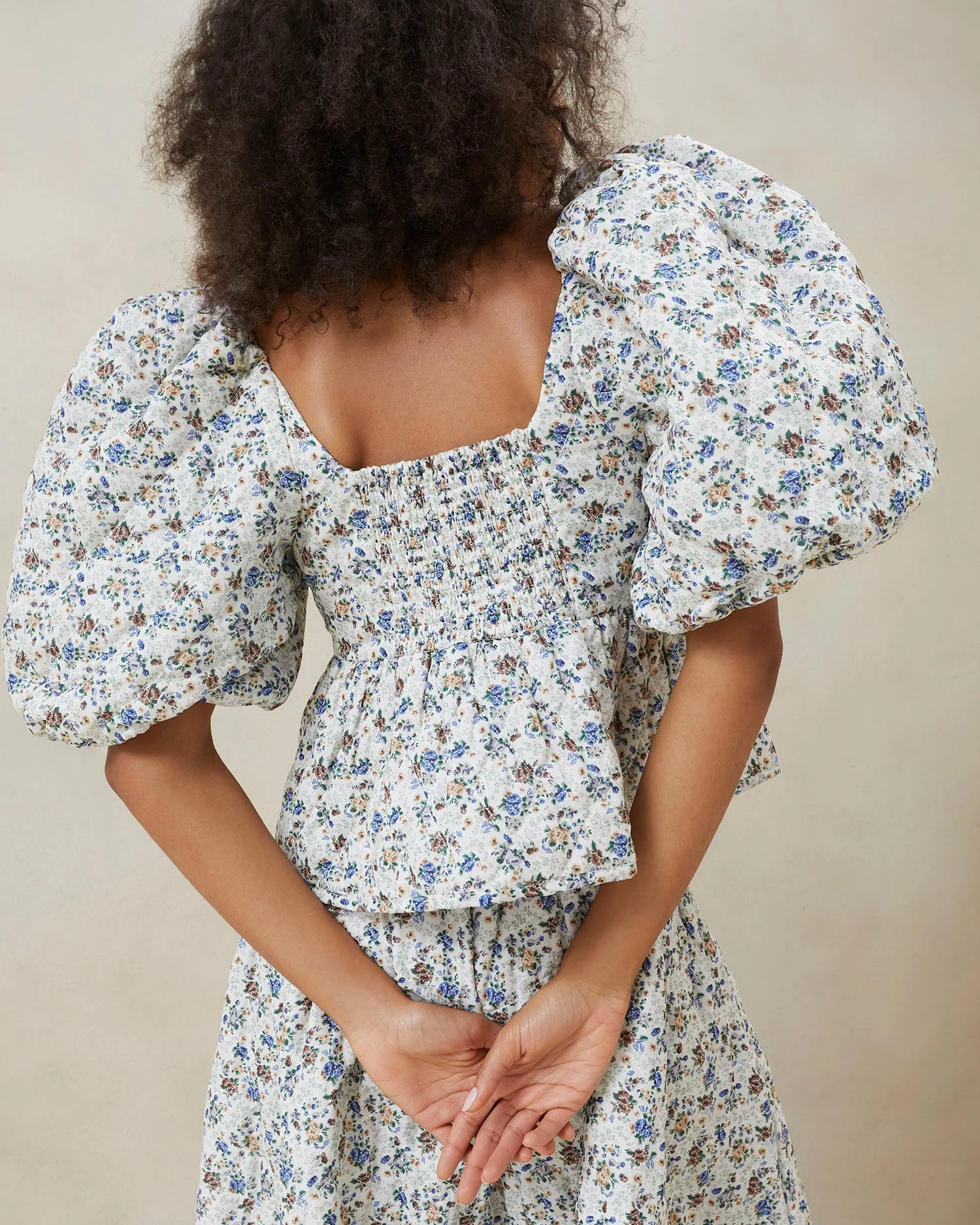 Loeffler Randall Jessalyn Cream Floral Quilted Top 5 Loeffler Randall Jessalyn Cream Floral Quilted Top - Image 3