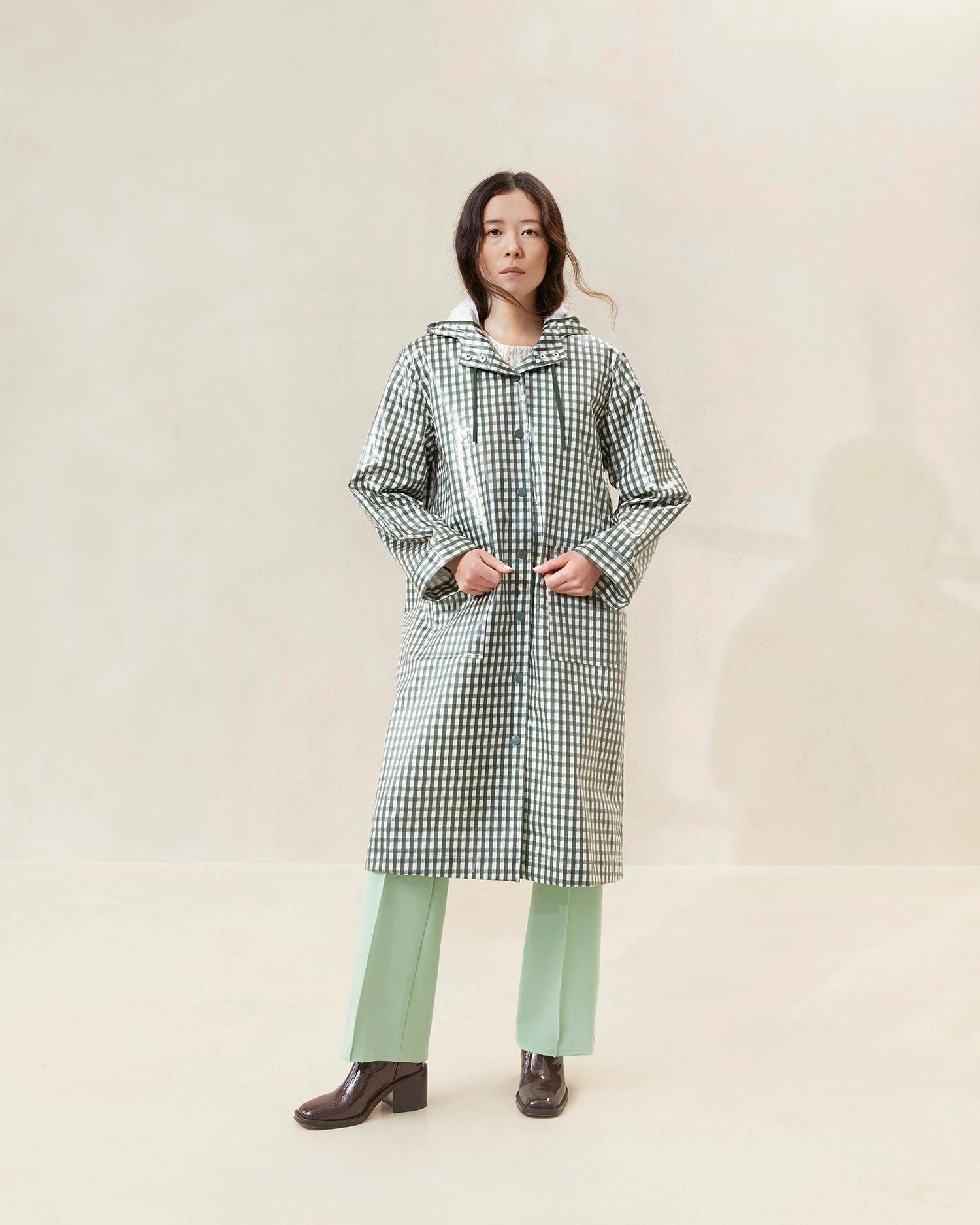 Loeffler Randall Kat Evergreen Gingham Rain Coat 3 Loeffler Randall Kat Evergreen Gingham Rain Coat