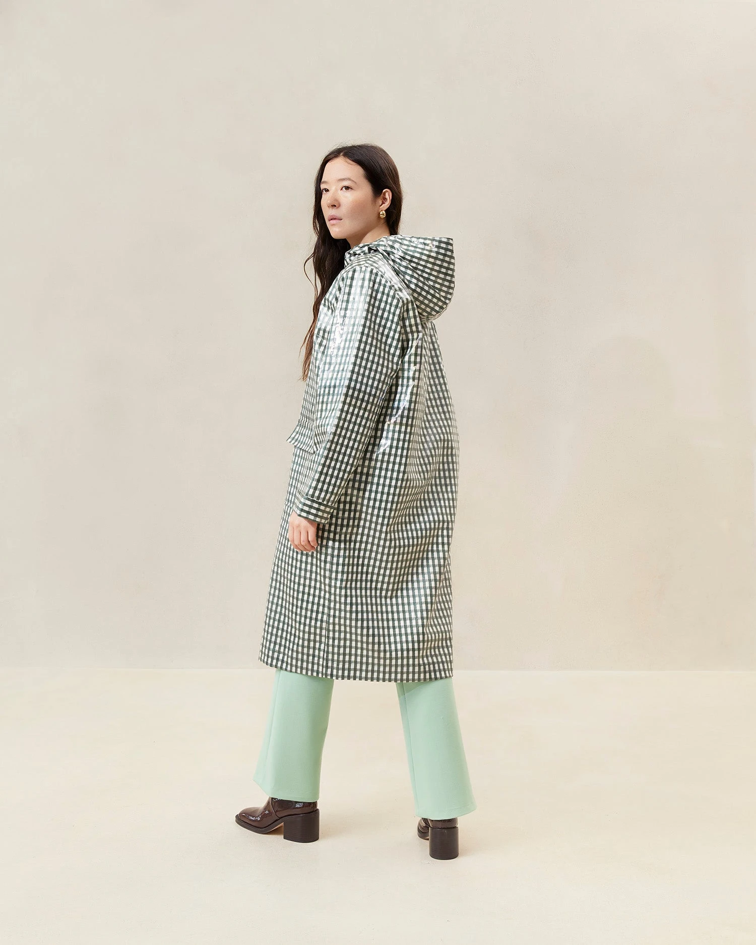 Loeffler Randall Kat Evergreen Gingham Rain Coat 5 Loeffler Randall Kat Evergreen Gingham Rain Coat - Image 3
