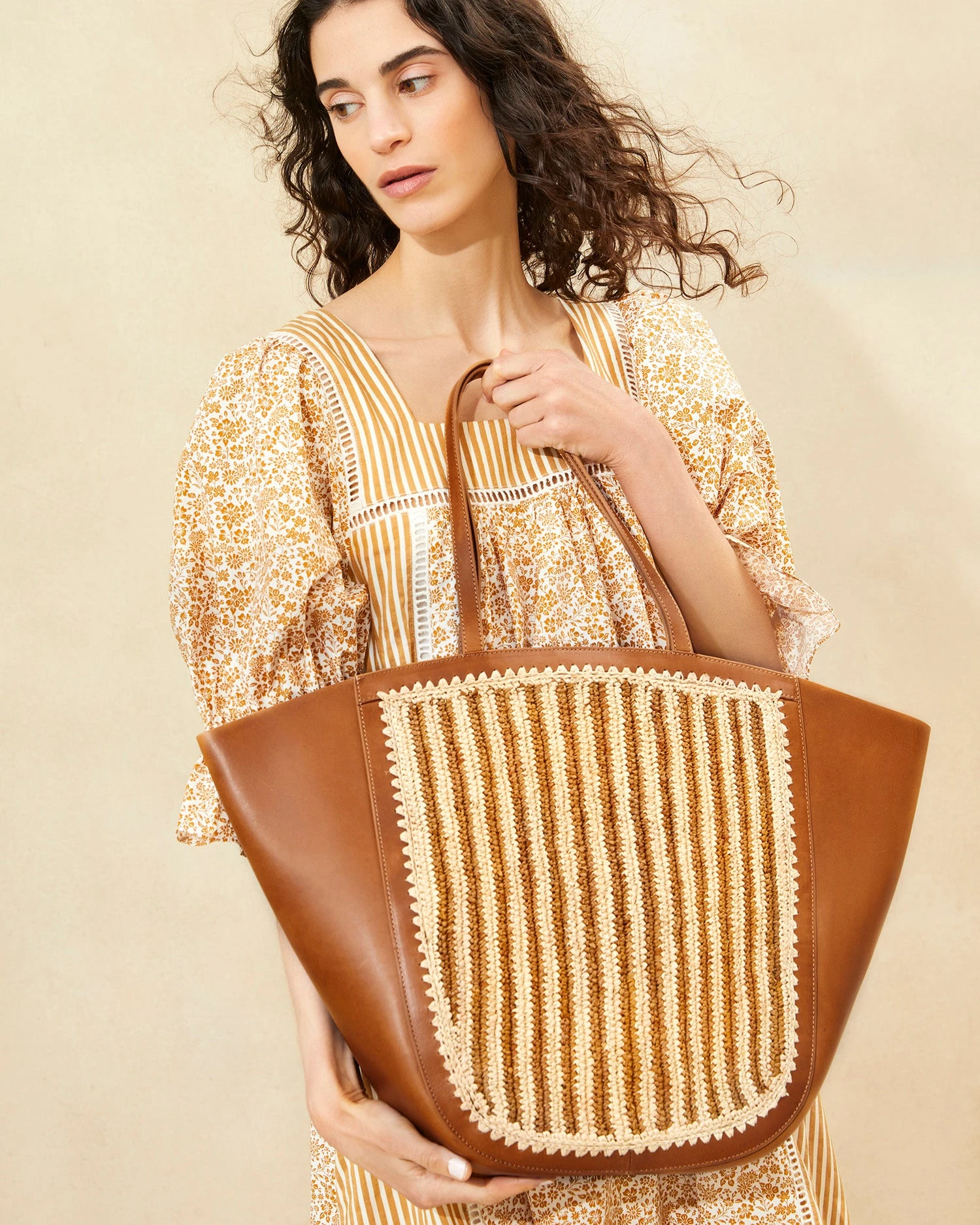 Loeffler Randall Katia Natural/Brown Winged Tote 7 Loeffler Randall Katia Natural/Brown Winged Tote - Image 5