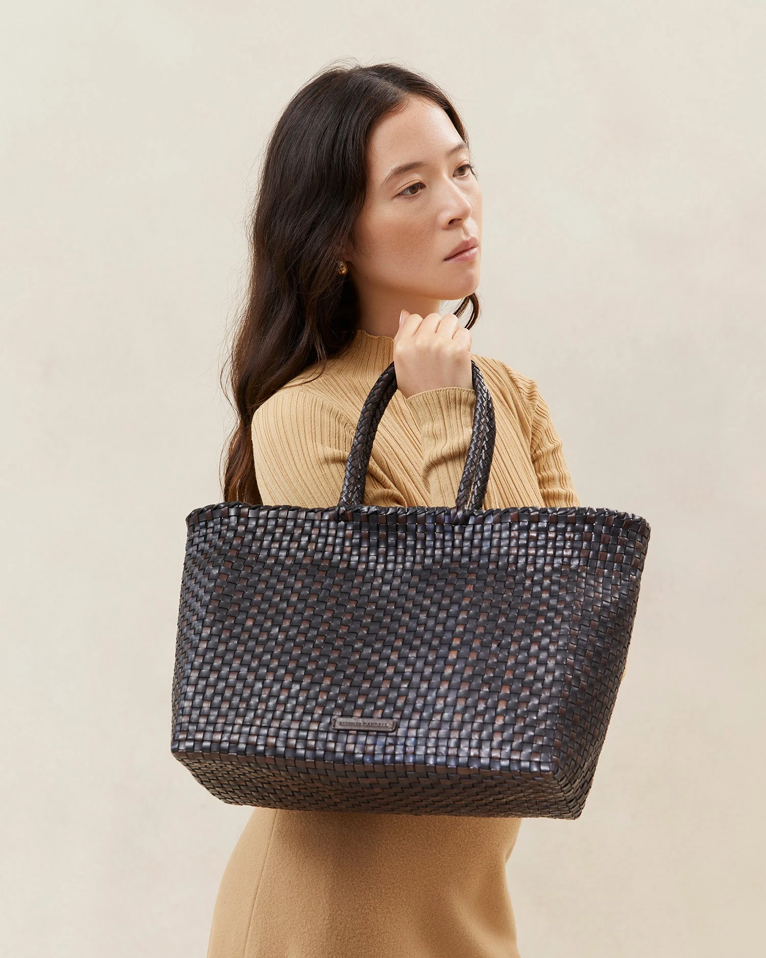 Loeffler Randall Klara Chocolate/Black Woven Tote 7 Loeffler Randall Klara Chocolate/Black Woven Tote - Image 5