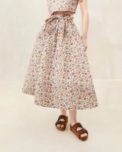 Loeffler Randall Leigh Cream Floral Quilted Skirt