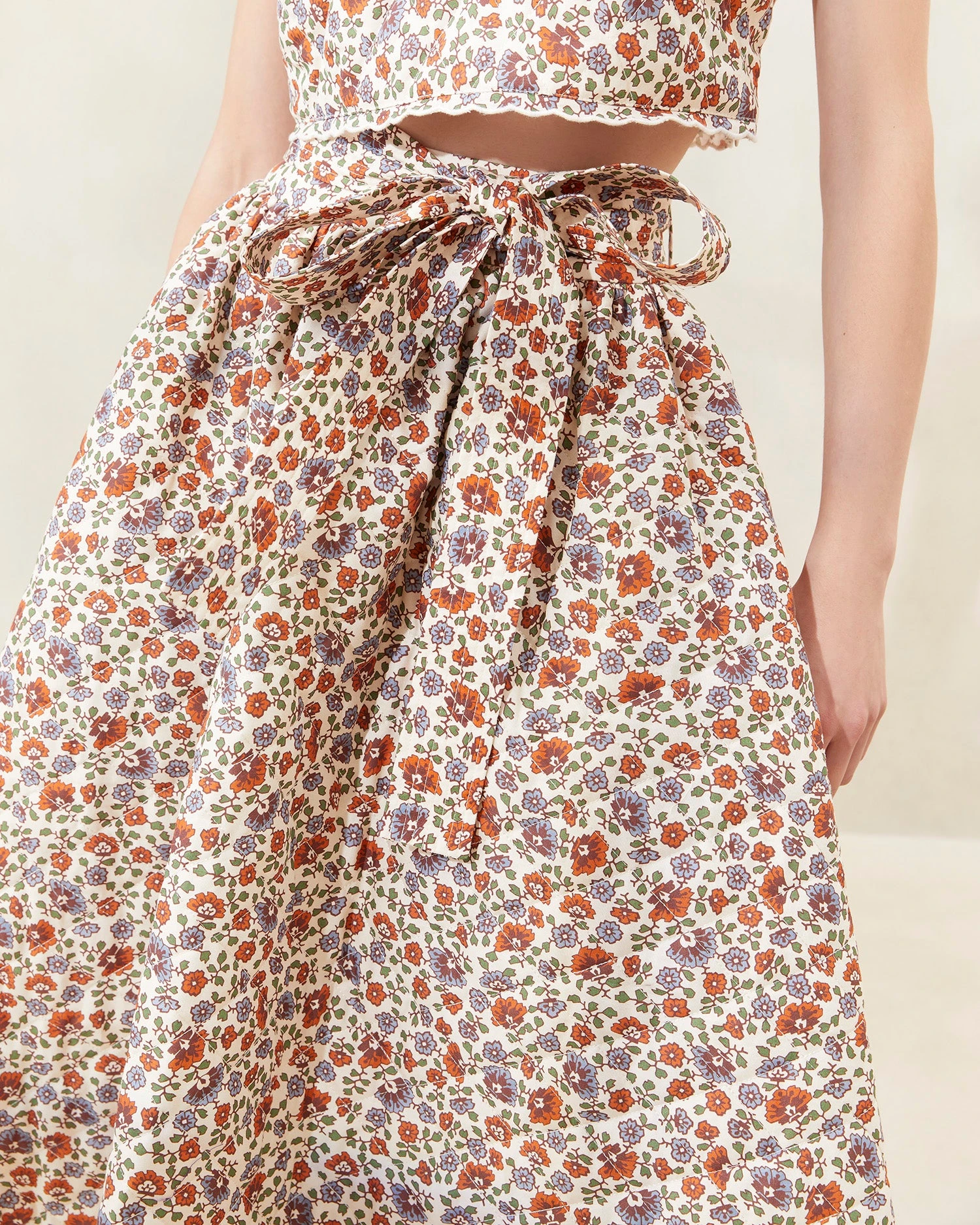 Loeffler Randall Leigh Cream Floral Quilted Skirt 4 Loeffler Randall Leigh Cream Floral Quilted Skirt - Image 2