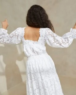 Loeffler Randall Lilibet Cream Square Neck Top -Loeffler Randall LILLIBET LACE IVORY 3