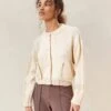 Loeffler Randall Lo Cream Collared Cardigan 1 Loeffler Randall Lo Cream Collared Cardigan -Loeffler Randall LO WO CREBR 134copy