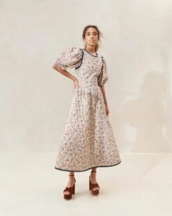 Loeffler Randall Lottie Cream Floral Quilted Dress