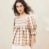 Loeffler Randall Lydie Brown Gingham Smocked Top -Loeffler Randall LYDIE CRE BROGI 034copy 5916f598 1bc6 49e4 8ed9 86f333d3d447