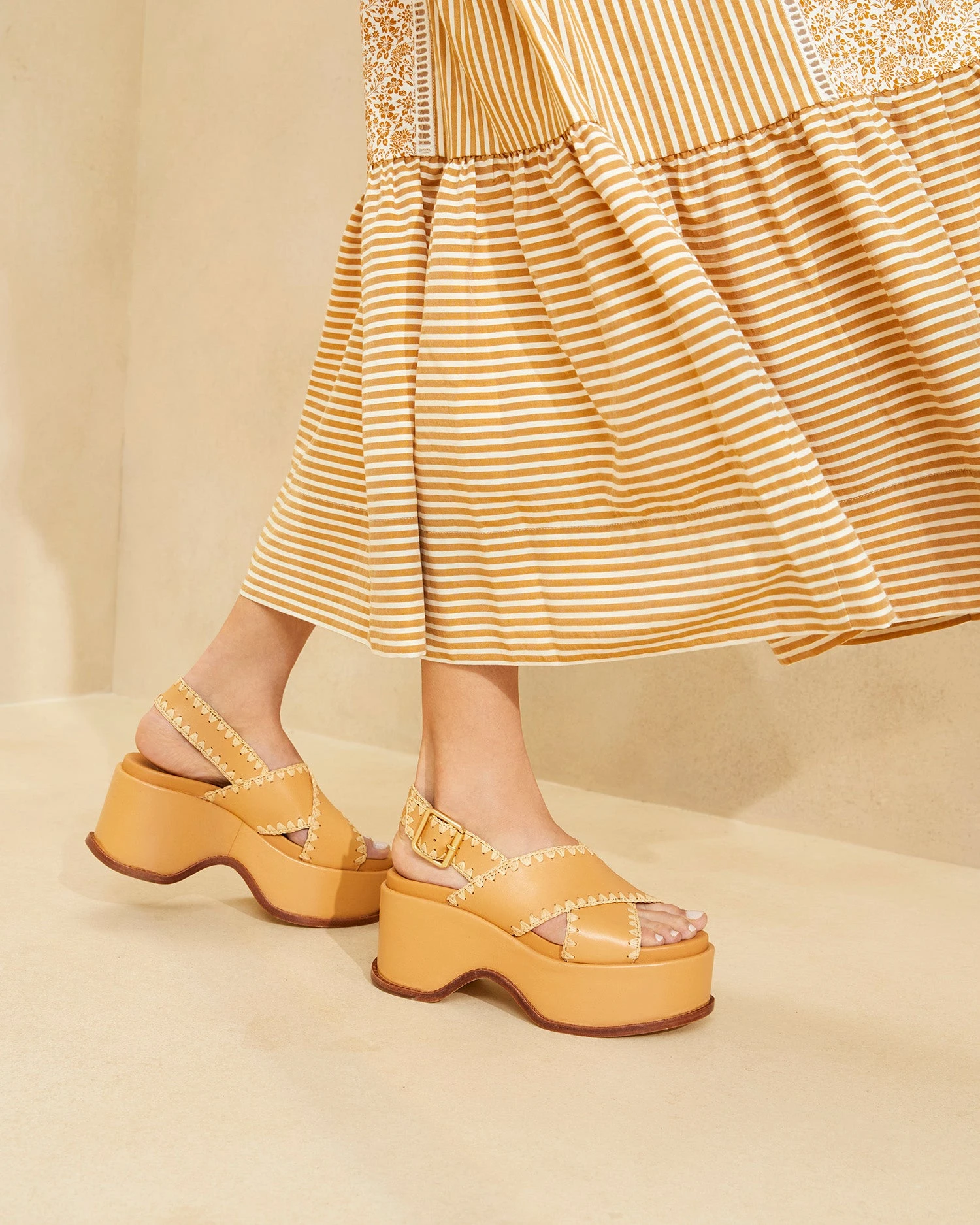 Loeffler Randall Mae Honey/Natural Platform Sandal 7 Loeffler Randall Mae Honey/Natural Platform Sandal - Image 5