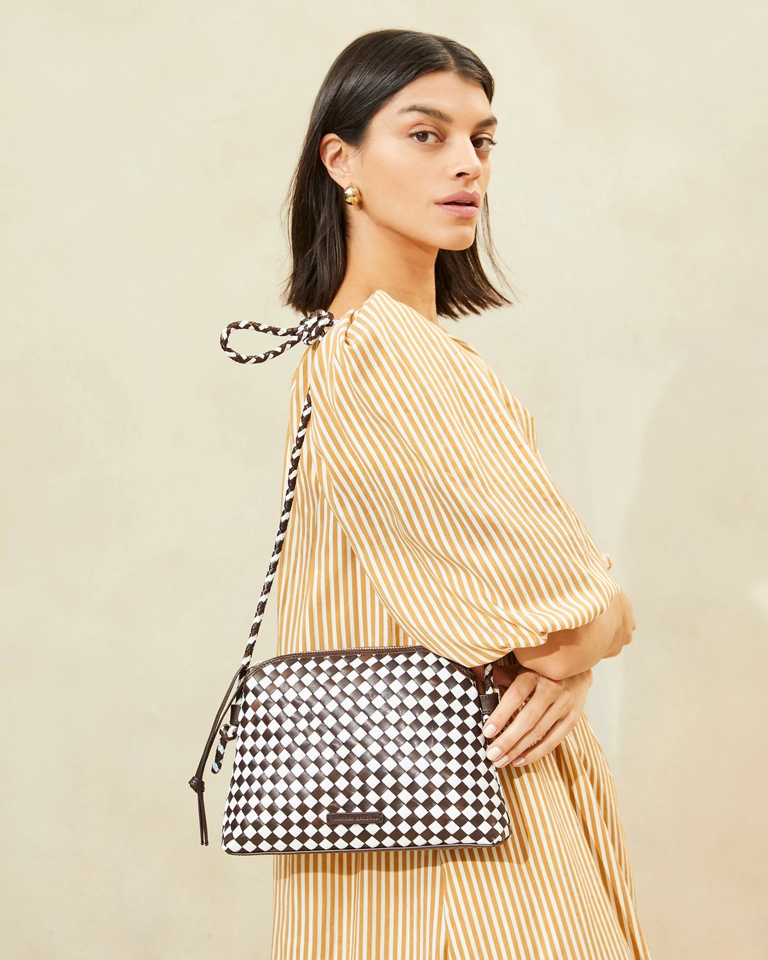Loeffler Randall Mallory Chocolate/White Woven Crossbody 7 Loeffler Randall Mallory Chocolate/White Woven Crossbody - Image 5