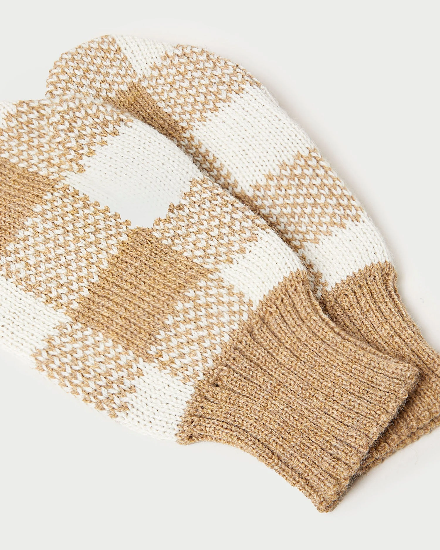 Loeffler Randall Marcel Camel/Cream Knit Mittens 4 Loeffler Randall Marcel Camel/Cream Knit Mittens - Image 2