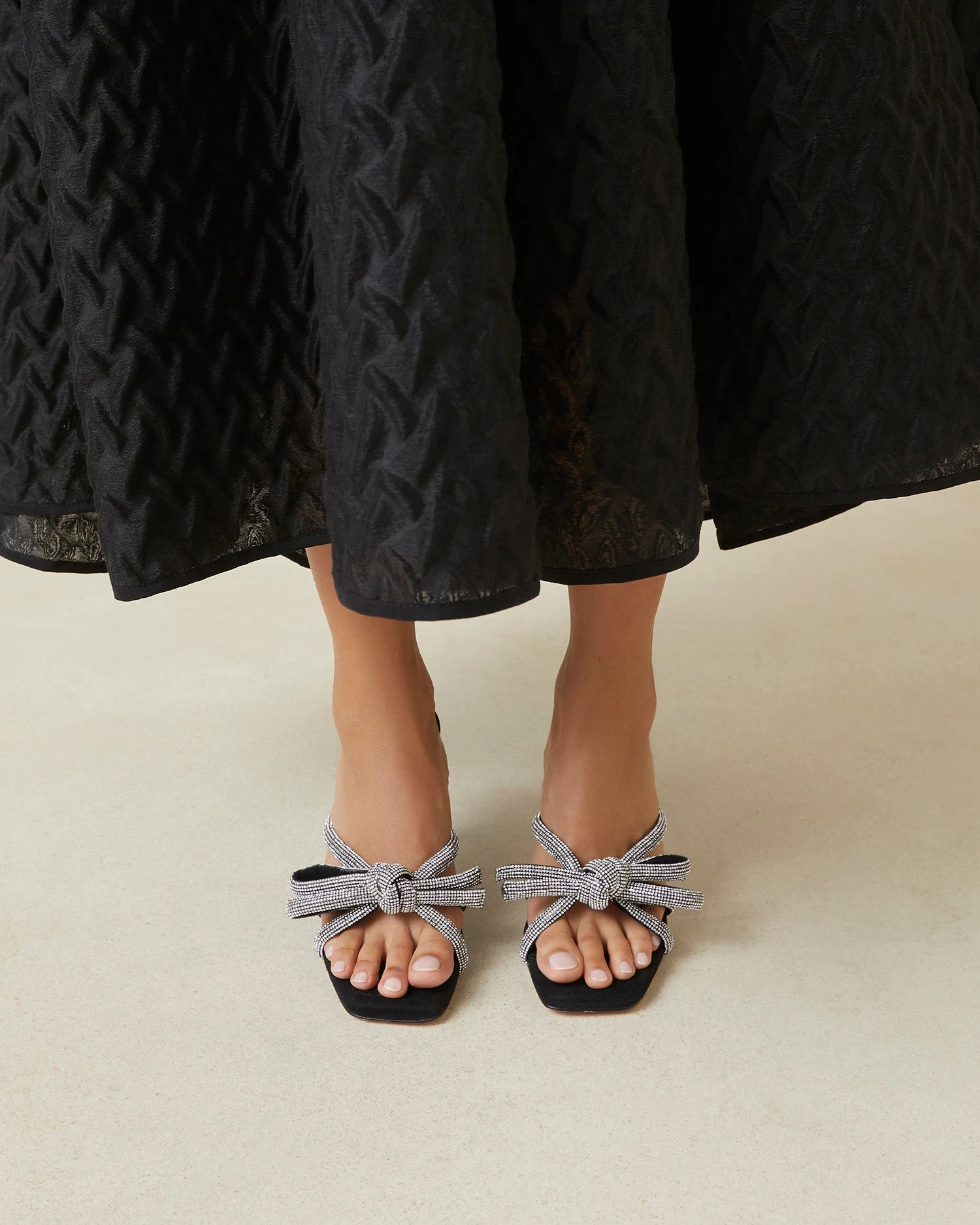 Loeffler Randall Margi Black/Rhinestone Suede Bow Heel 7 Loeffler Randall Margi Black/Rhinestone Suede Bow Heel - Image 5