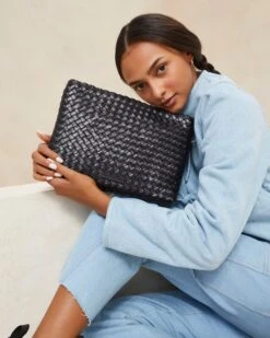 Loeffler Randall Marissa Black Flat Woven Clutch 11 Loeffler Randall Marissa Black Flat Woven Clutch -Loeffler Randall MARISSA WL BLACK 5