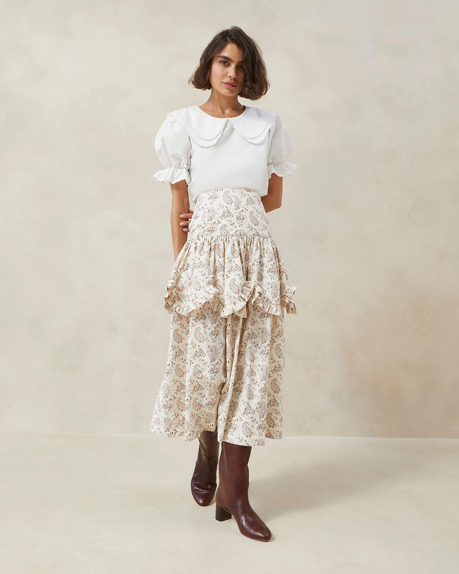 Loeffler Randall Milo Paisley Scalloped Ruffle Skirt 3 Loeffler Randall Milo Paisley Scalloped Ruffle Skirt