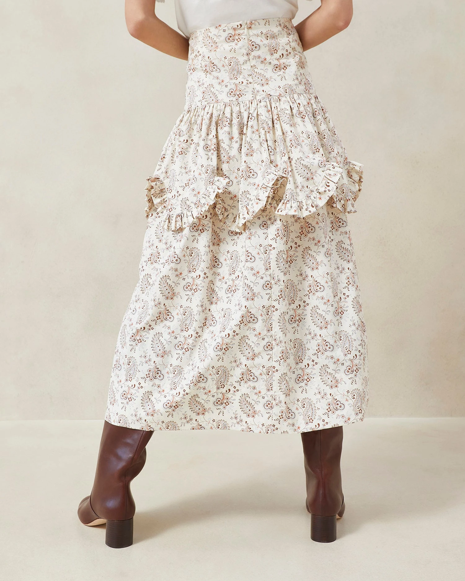 Loeffler Randall Milo Paisley Scalloped Ruffle Skirt 4 Loeffler Randall Milo Paisley Scalloped Ruffle Skirt - Image 2