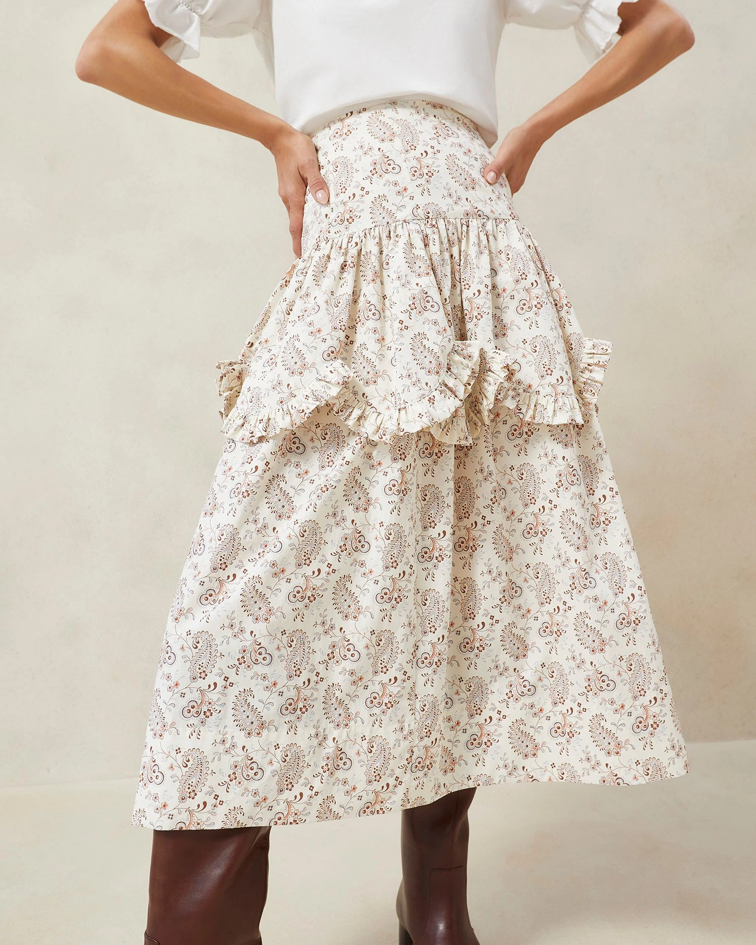 Loeffler Randall Milo Paisley Scalloped Ruffle Skirt 5 Loeffler Randall Milo Paisley Scalloped Ruffle Skirt - Image 3