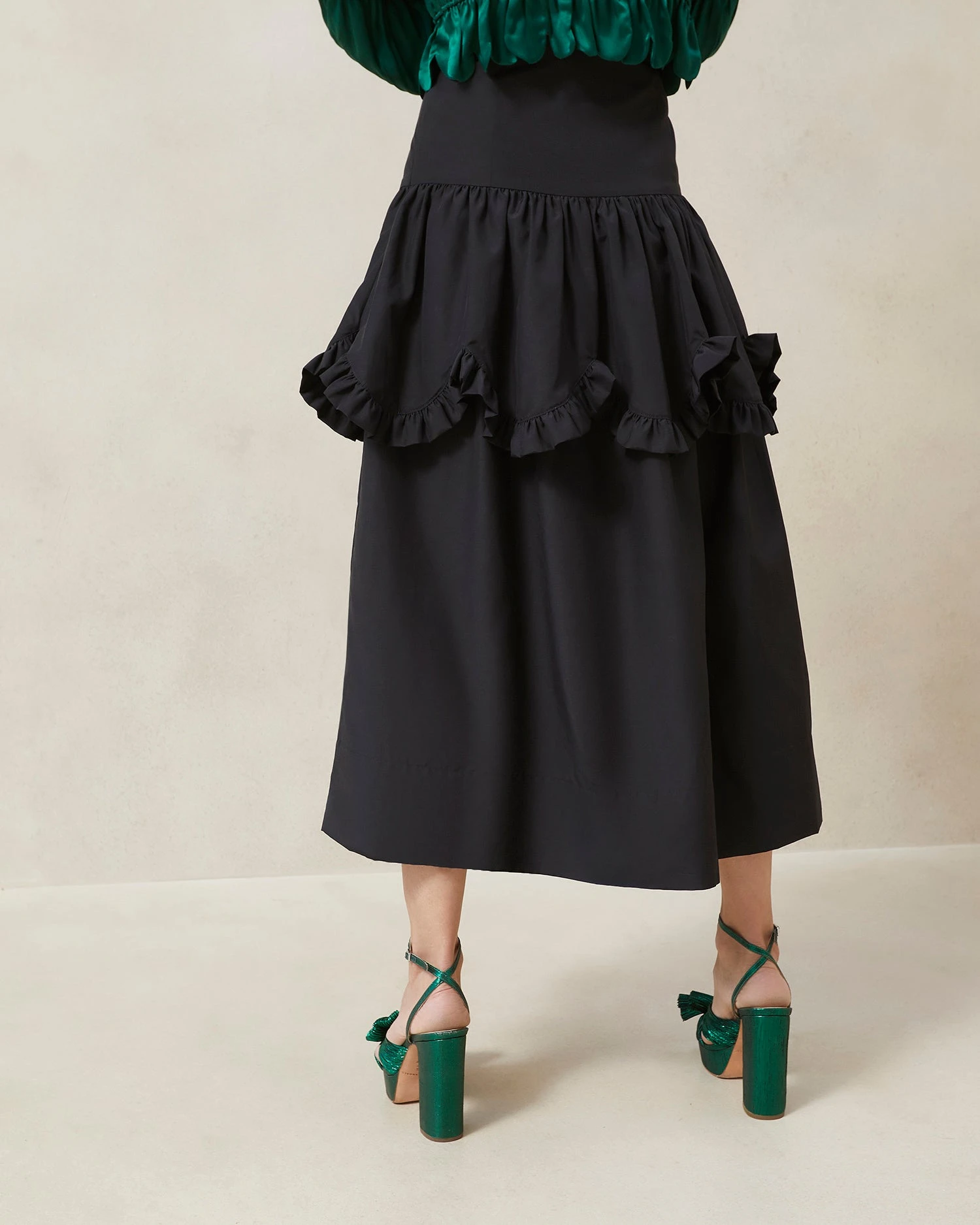 Loeffler Randall Milo Black Scalloped Ruffle Skirt 4 Loeffler Randall Milo Black Scalloped Ruffle Skirt - Image 2
