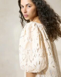 Loeffler Randall Mimi Tan Oversized Puff-Sleeve Dress -Loeffler Randall MIMI LACE TAN 038copy d055afab 2bb0 4d0c b4d7 73eaf7acba76