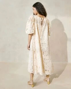 Loeffler Randall Mimi Tan Oversized Puff-Sleeve Dress -Loeffler Randall MIMI LACE TAN 062copy 8dd71c9a 7e7a 4a5d aed5 f17770b29b06