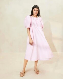 Loeffler Randall Mimi Pink Oversized Puff-Sleeve Dress