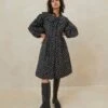 Loeffler Randall Nari Black Floral Coat Dress