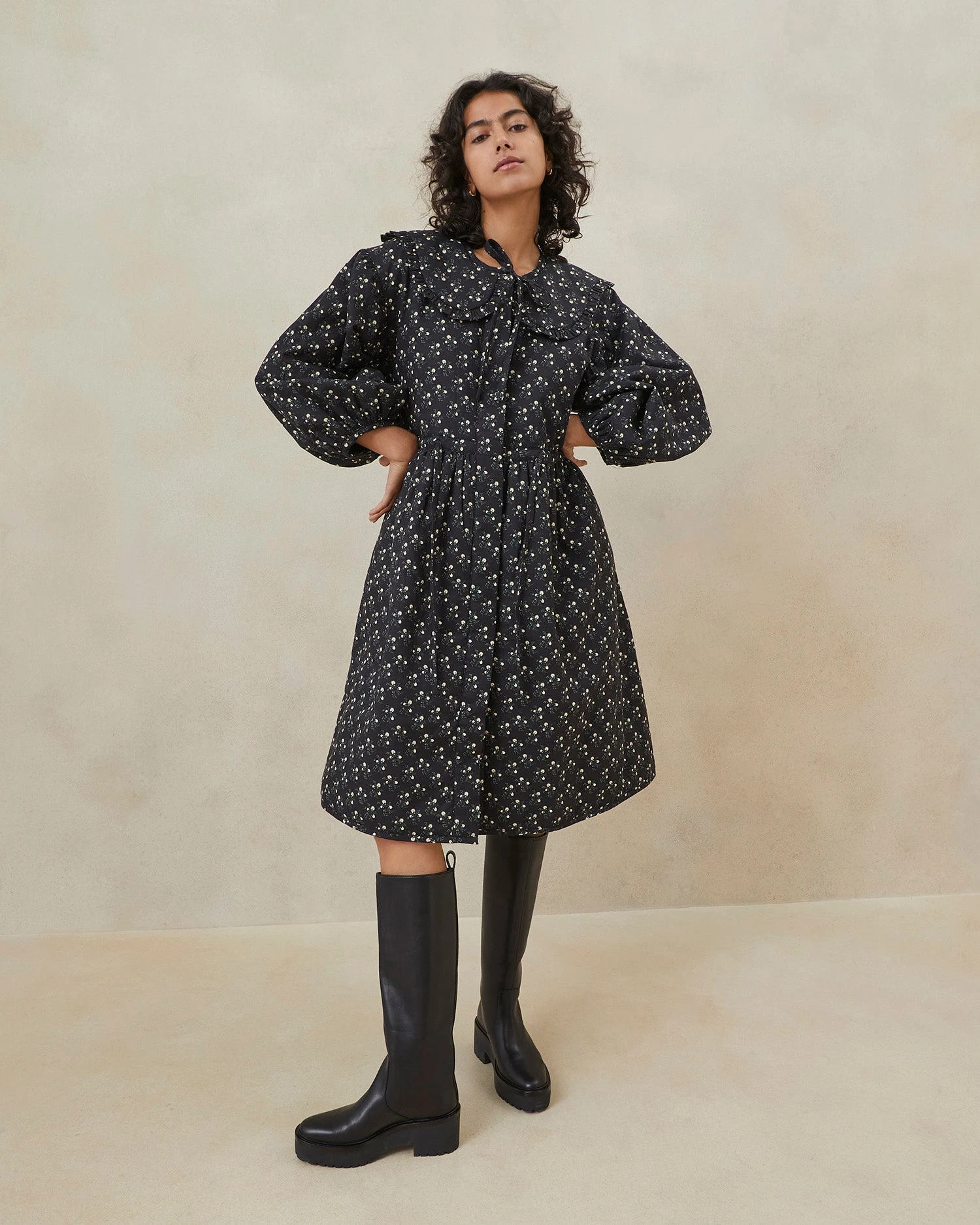 Loeffler Randall Nari Black Floral Coat Dress 3 Loeffler Randall Nari Black Floral Coat Dress