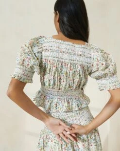 Loeffler Randall Nicola Floral Puff-Sleeve Cinched Blouse 7 Loeffler Randall Nicola Floral Puff-Sleeve Cinched Blouse -Loeffler Randall NICOLACINCHEDBLOUSEWITHPUFFSLEEVE CCLPM 792