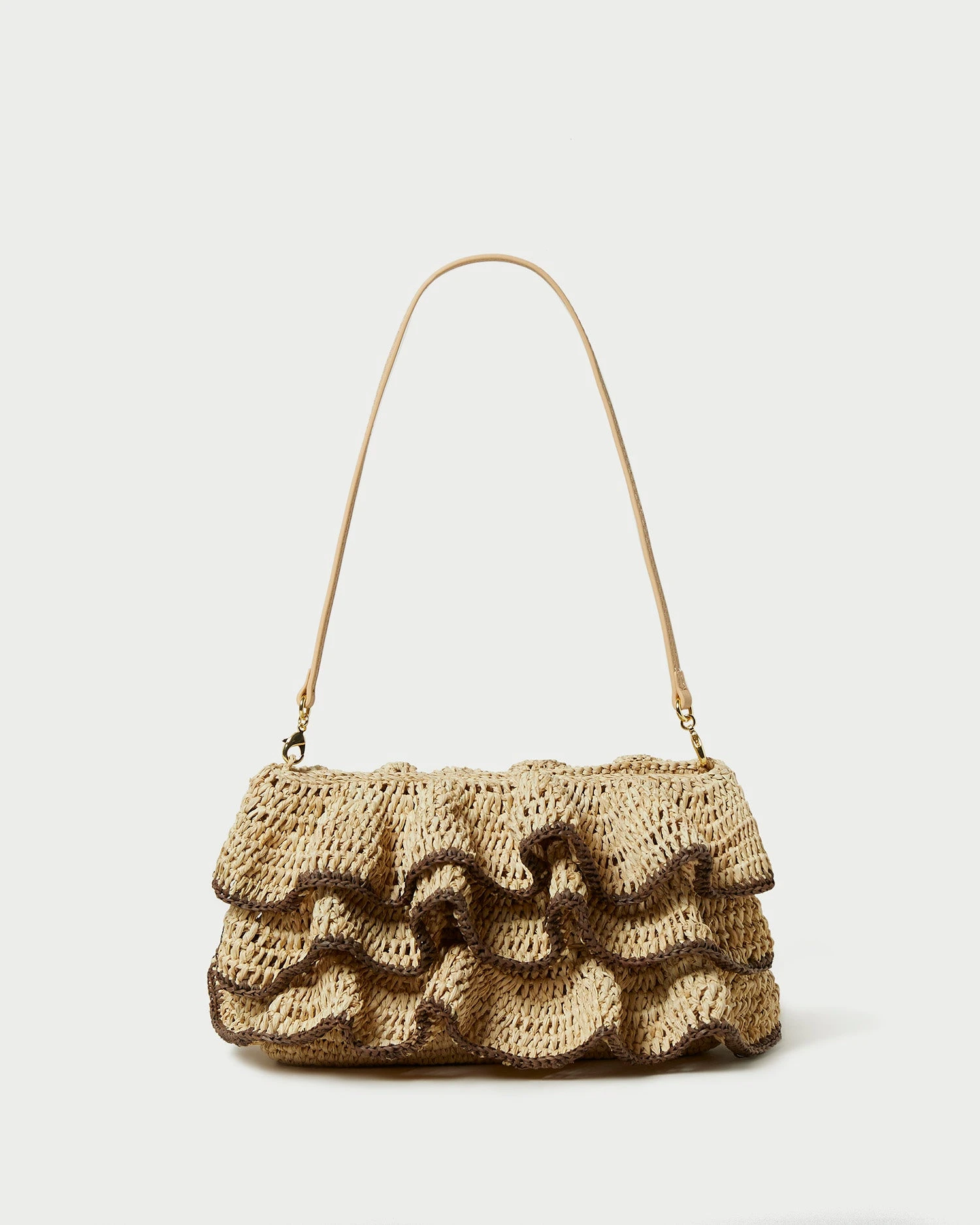Loeffler Randall Odette Natural/Brown Ruffle Clutch 3 Loeffler Randall Odette Natural/Brown Ruffle Clutch