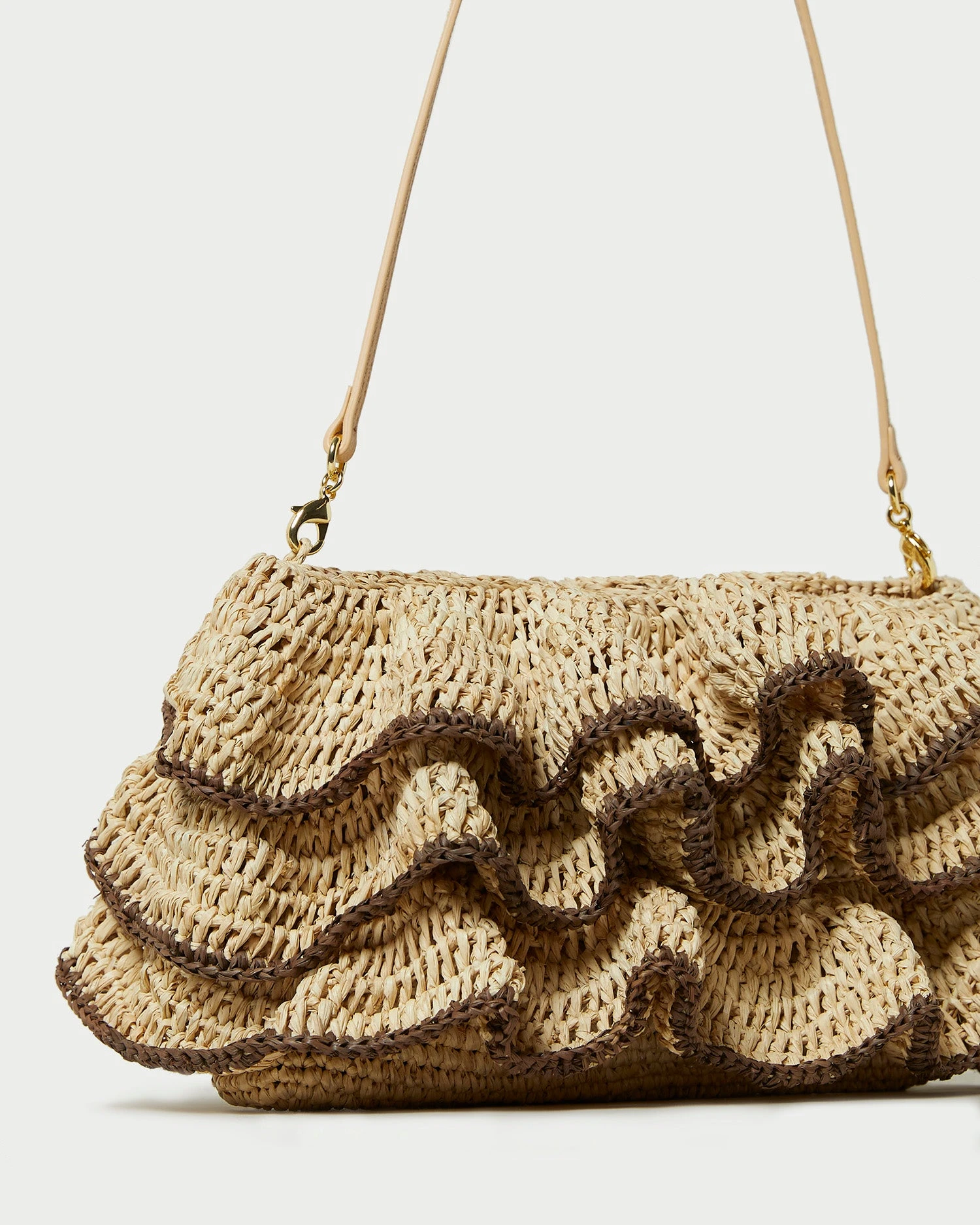 Loeffler Randall Odette Natural/Brown Ruffle Clutch 4 Loeffler Randall Odette Natural/Brown Ruffle Clutch - Image 2