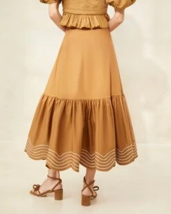 Loeffler Randall Opal Brown Ruffle-Hem Skirt -Loeffler Randall OPAL BROWN 124copy2 1