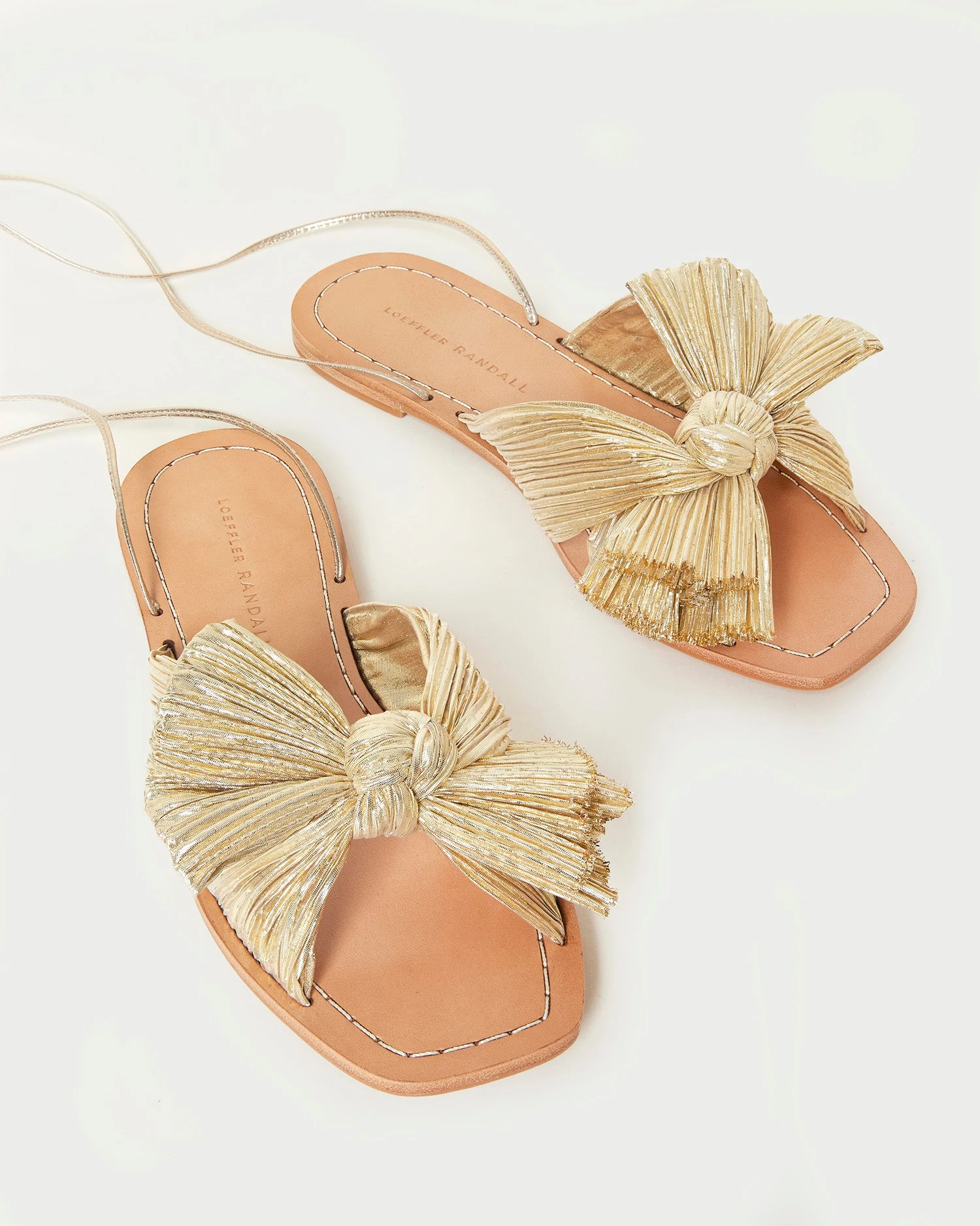 Loeffler Randall Peony Gold Pleated Bow Slide 6 Loeffler Randall Peony Gold Pleated Bow Slide - Image 4
