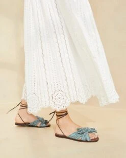 Loeffler Randall Peony Green Gingham Bow Slide -Loeffler Randall PEONY PLFA MGRGI 075copy