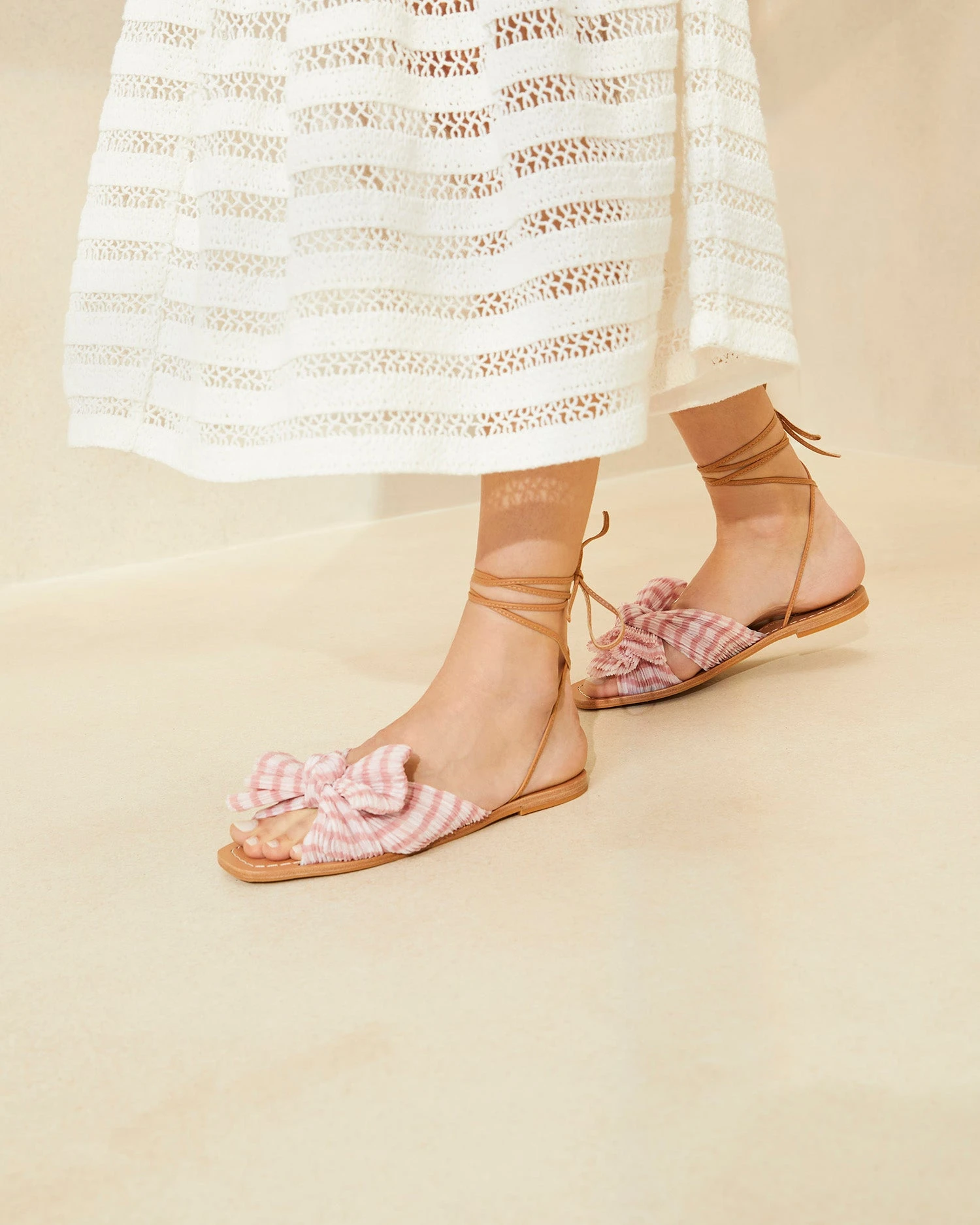 Loeffler Randall Peony Pink Gingham Bow Slide 7 Loeffler Randall Peony Pink Gingham Bow Slide - Image 5