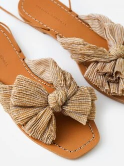 Loeffler Randall Women's Peony Pleated Bow Wrap Sandal -Loeffler Randall PEONY PLFAxTANCREAMGINGHAMxAlt2 73507272