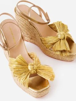 Loeffler Randall Women's Peri Pleated Wedge Espadrille -Loeffler Randall PERI PLAxGOLDxAlt2 69721205