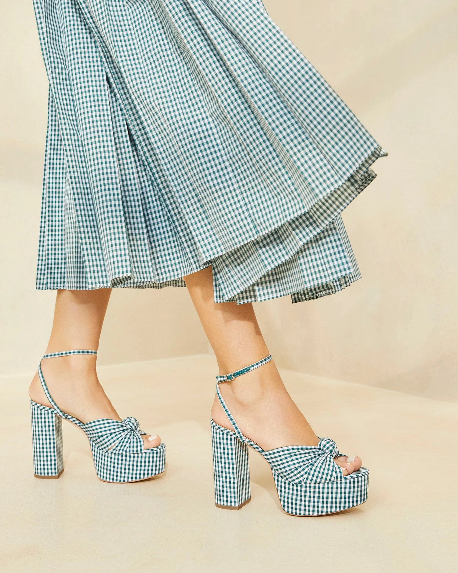 Loeffler Randall Roz Green Gingham Knot Platform 7 Loeffler Randall Roz Green Gingham Knot Platform - Image 5