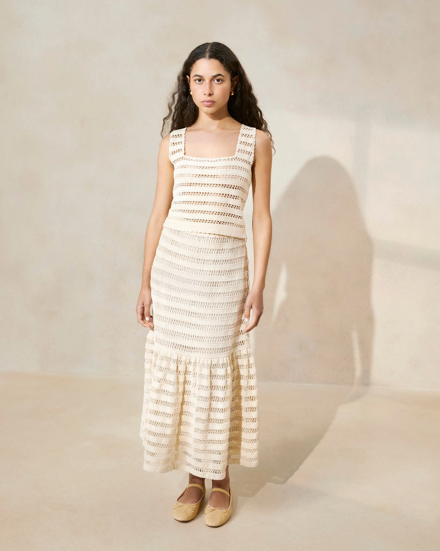 Loeffler Randall Scarlett Natural Crocheted Ruffle-Hem Skirt 3 Loeffler Randall Scarlett Natural Crocheted Ruffle-Hem Skirt