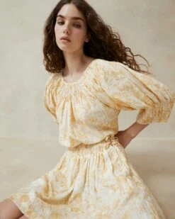 Loeffler Randall Sloane Vine Floral Smocked Top -Loeffler Randall SLOANE SCO TONVF 3