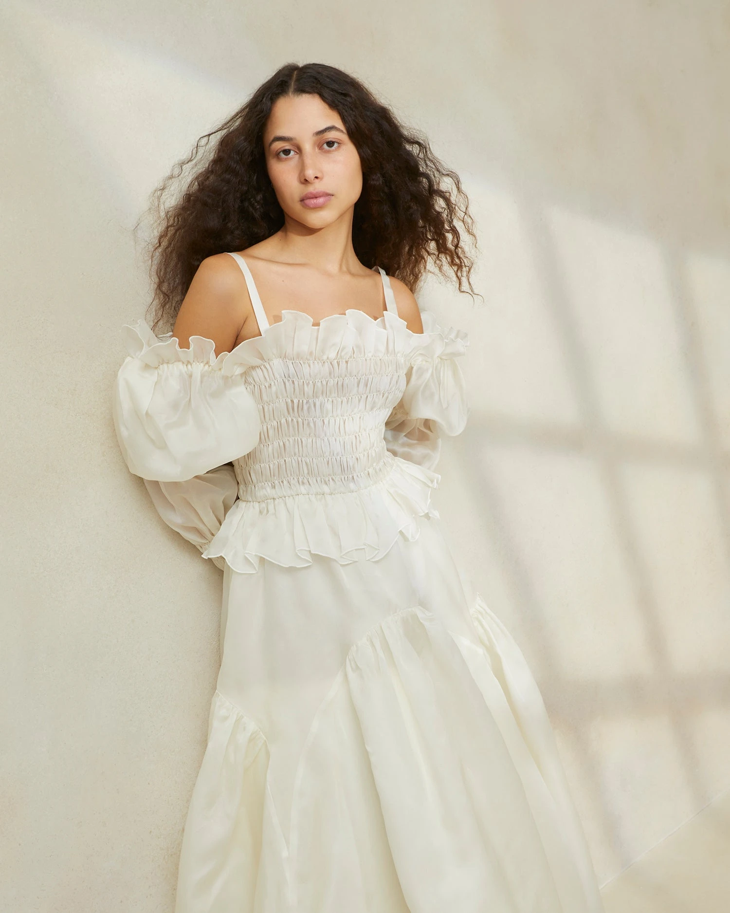 Loeffler Randall Suzette Cream Smocked Organza Dress 4 Loeffler Randall Suzette Cream Smocked Organza Dress - Image 2