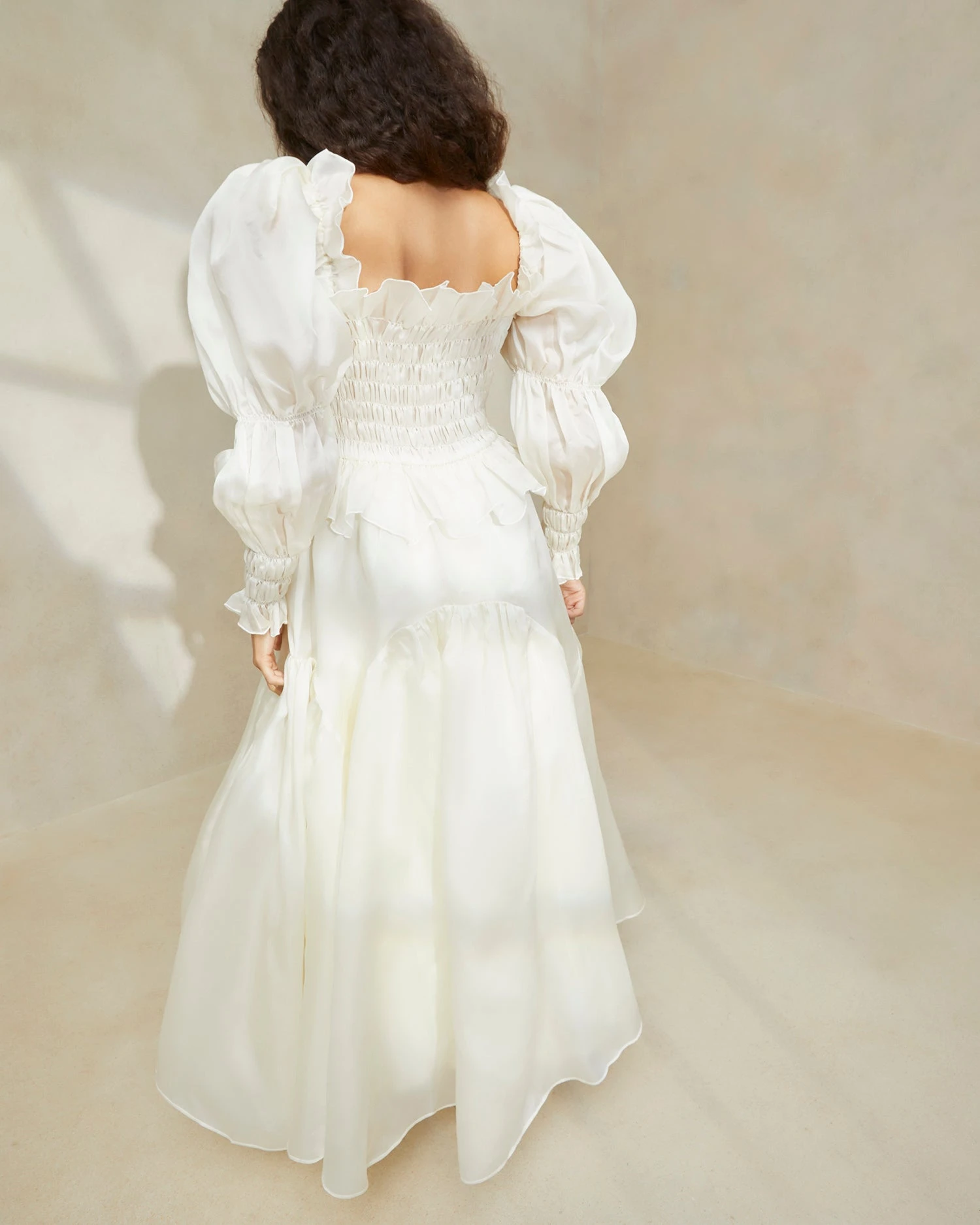 Loeffler Randall Suzette Cream Smocked Organza Dress 5 Loeffler Randall Suzette Cream Smocked Organza Dress - Image 3