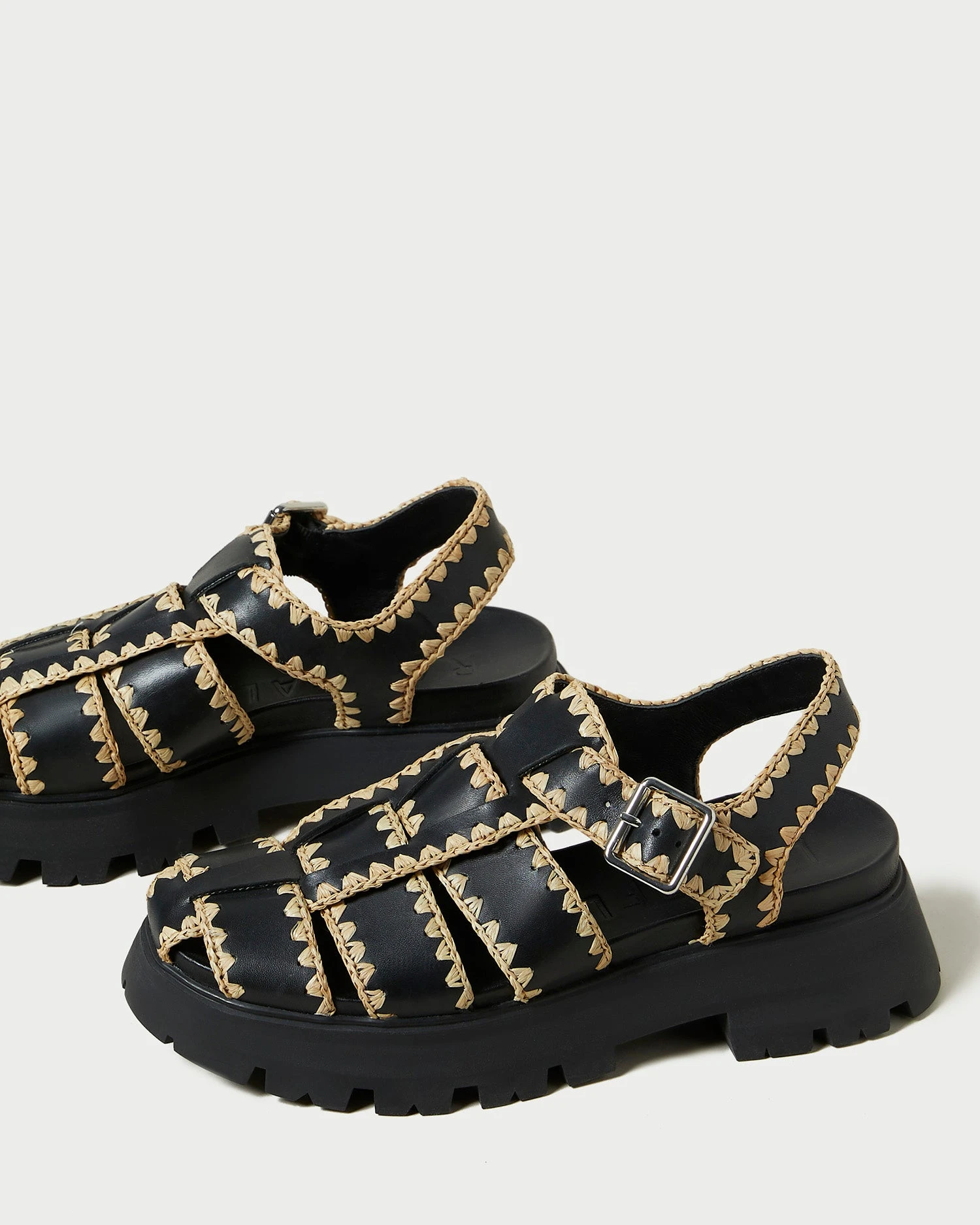 Loeffler Randall Talia Black/Natural Caged Sandal 6 Loeffler Randall Talia Black/Natural Caged Sandal - Image 4