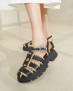 Loeffler Randall Talia Black/Natural Caged Sandal 11 Loeffler Randall Talia Black/Natural Caged Sandal -Loeffler Randall TALIA RL BLANA 594
