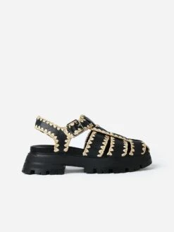 Loeffler Randall Women's Talia Platform Fisherman Sandal -Loeffler Randall TALIA RLxBLACKLEATHERWNATURALSTRAWxAlt2 96166731