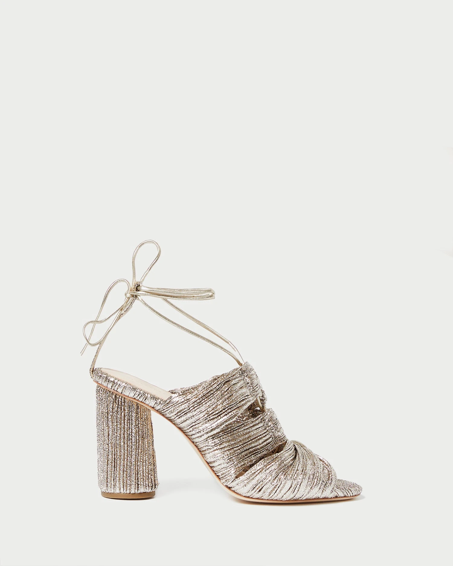 Loeffler Randall Teresa Champagne Pleated Lace-Up Sandal 4 Loeffler Randall Teresa Champagne Pleated Lace-Up Sandal - Image 2